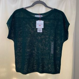 WOMEN LINEN BLENDED FRENCH-SLEEVE SWEATER